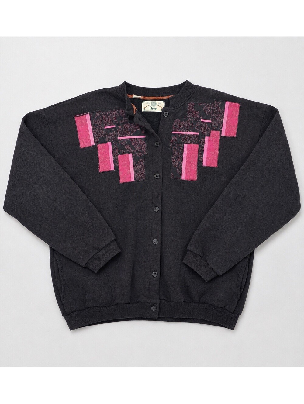 Vintage Orvis Button Front Cardigan Patchwork Magenta